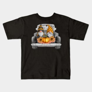 Autumn Gnomes in a Pickup Truck Kids T-Shirt